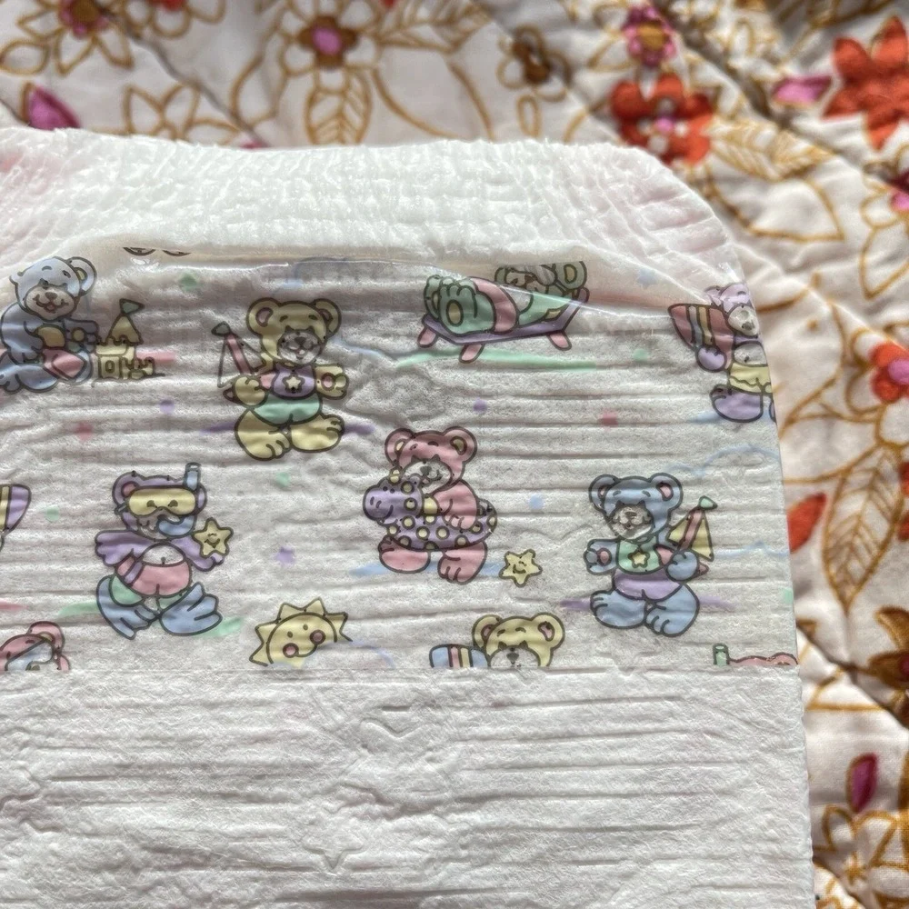 Vintage Huggies Size 3 Ultratrim 1993 USA Diapers Beach Teddy Bear Plastic Print